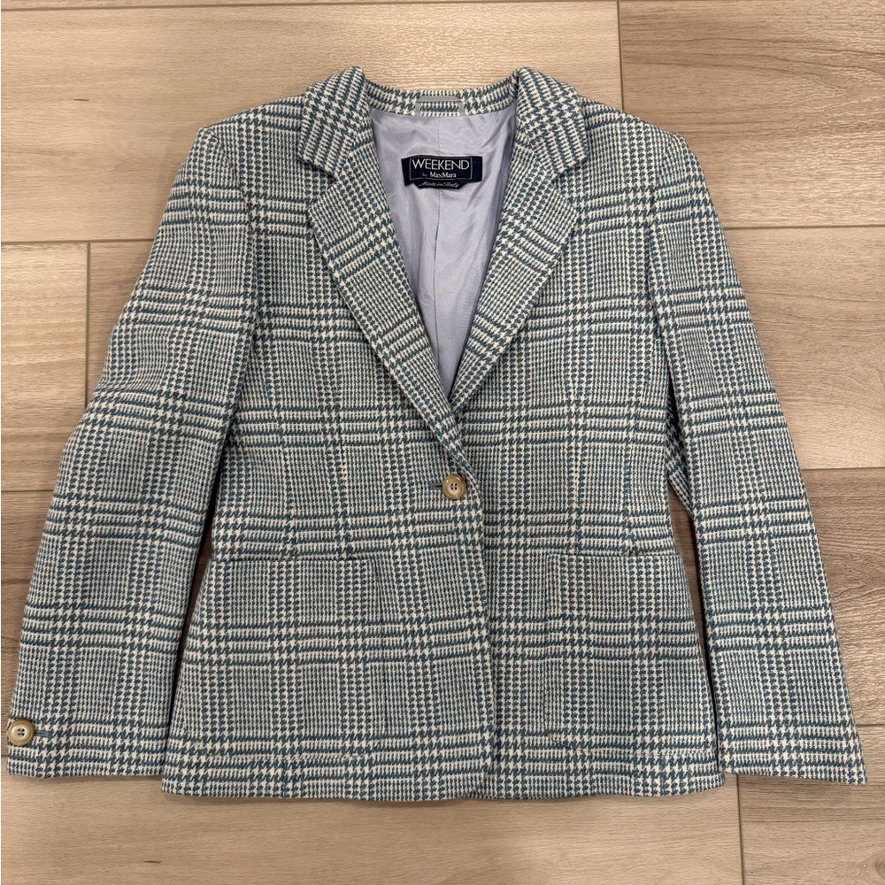Weekend Max Mara Women's Glen Plaid Blazer - Light Gray/Blue